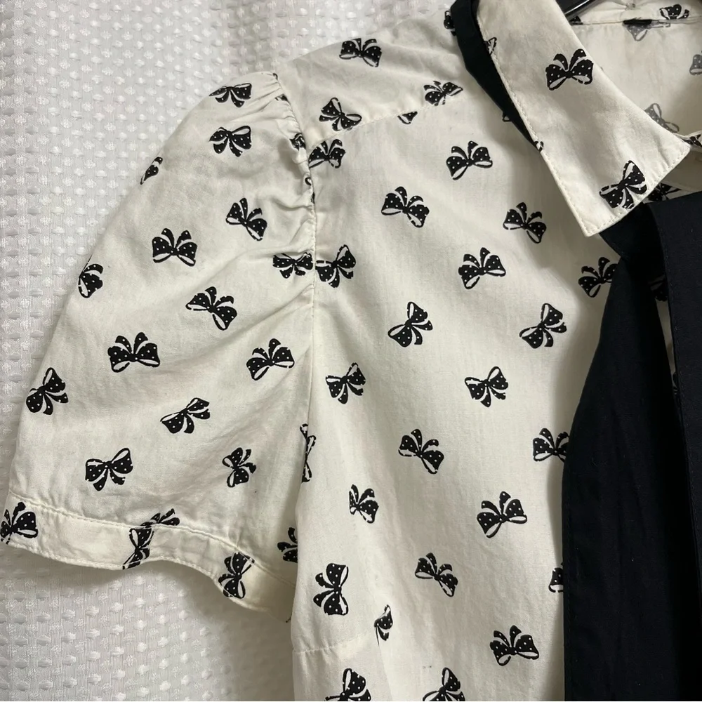 💄Retro Pinup 50s 40s Inspired Puff Sleeve Bow Blouse💋 - Picture 6 of 8
